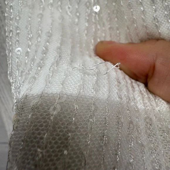 Mac Duggal size 0 white gown wedding bachelorette off shoulder high slit - Picture 6 of 8